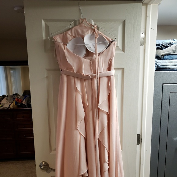 Chiffon High-Neck Bridesmaid Dress with Tie Back - Picture 4 of 5